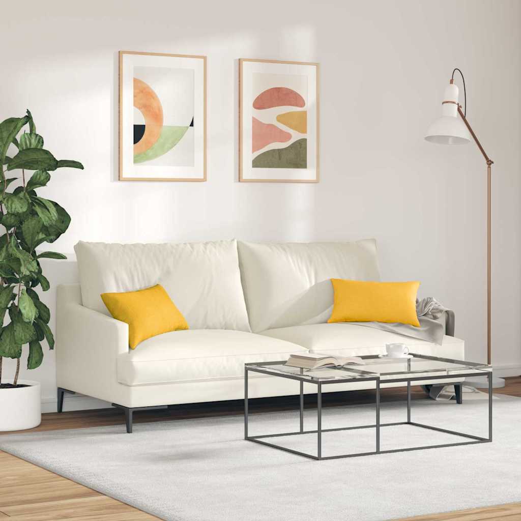 Sofa Kussens 2 pcs Lichtgeel 50 x 30 cm Katoen Stof
