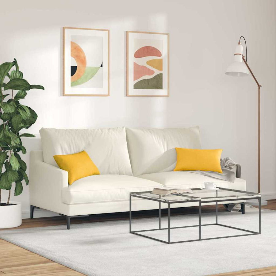 Sofa Kussens 2 pcs Lichtgeel 50 x 30 cm Katoen Stof