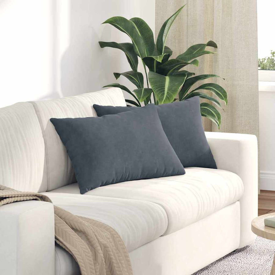 Sofa Kussens 2 pcs Donkergrijs 60 x 40 cm Katoen Stof