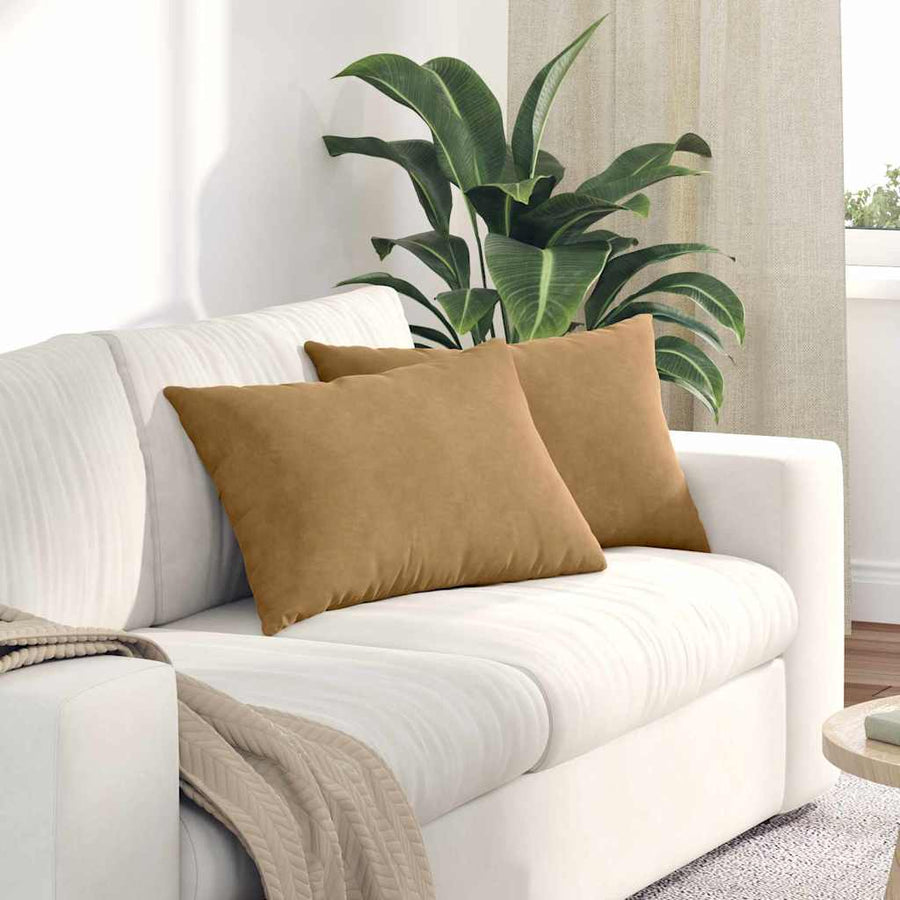 Sofa Kussens 2 pcs Bruin 60 x 40 cm Katoen Stof