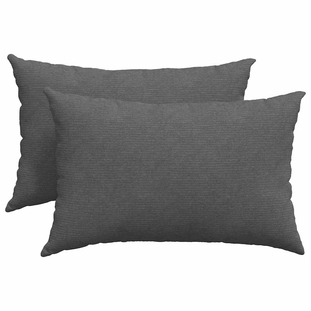 Sofa Kussens 2 pcs Donkergrijs 60 x 40 cm Katoen Stof