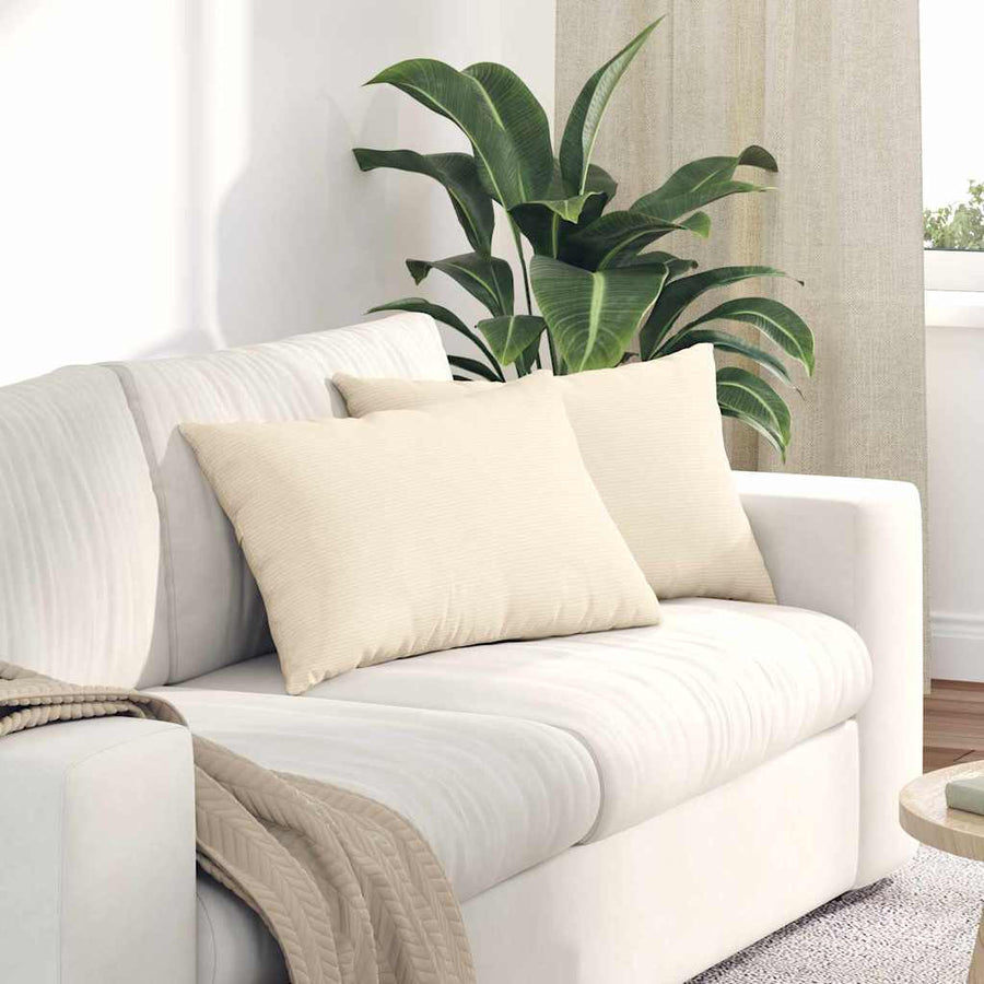 Sofa Kussens 2 pcs Crème 60 x 40 cm Katoen Stof