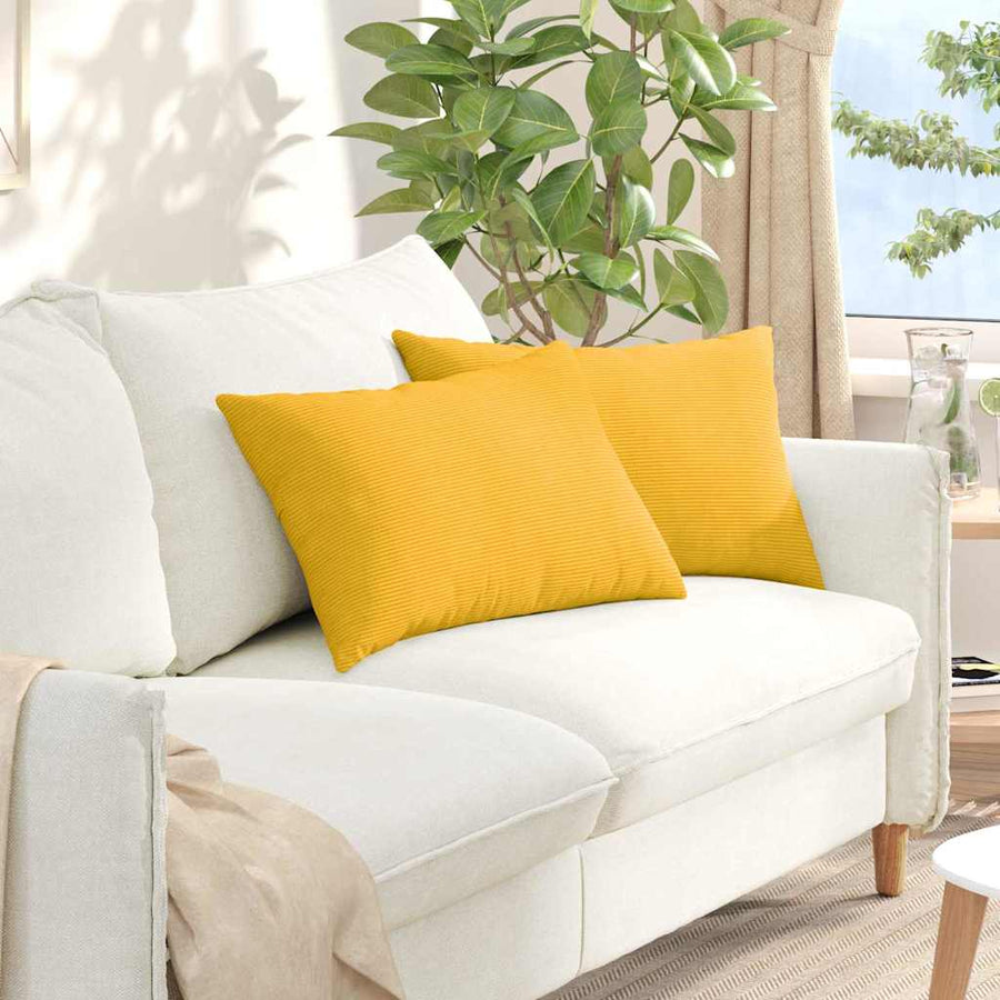 Sofa Kussens 2 pcs Lichtgeel 60 x 40 cm Katoen Stof