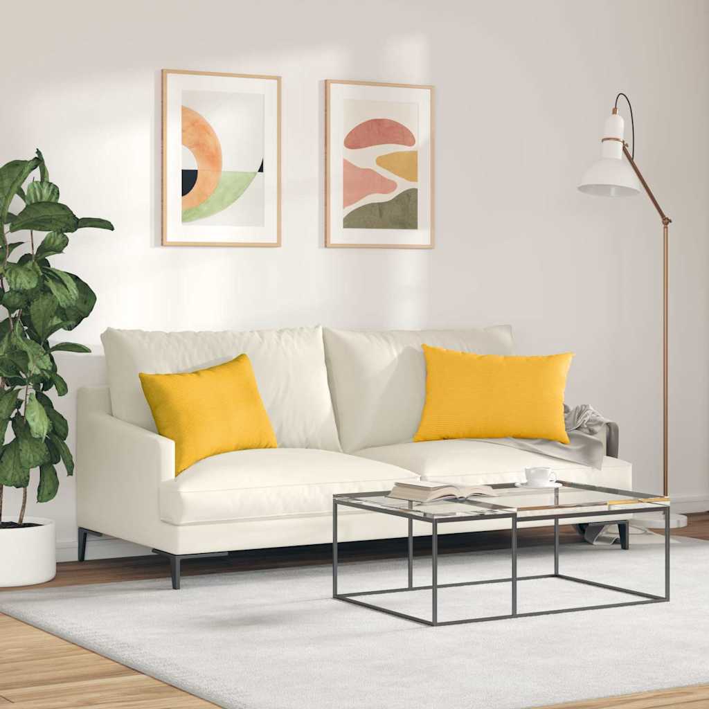 Sofa Kussens 2 pcs Lichtgeel 60 x 40 cm Katoen Stof