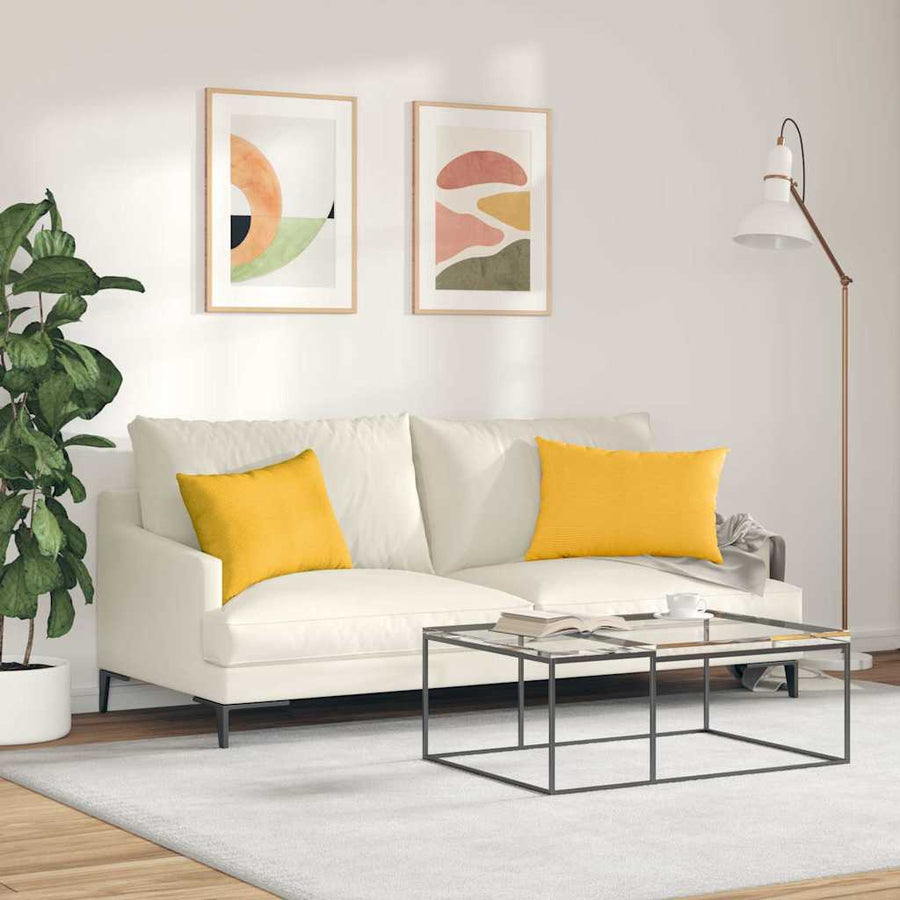 Sofa Kussens 2 pcs Lichtgeel 60 x 40 cm Katoen Stof