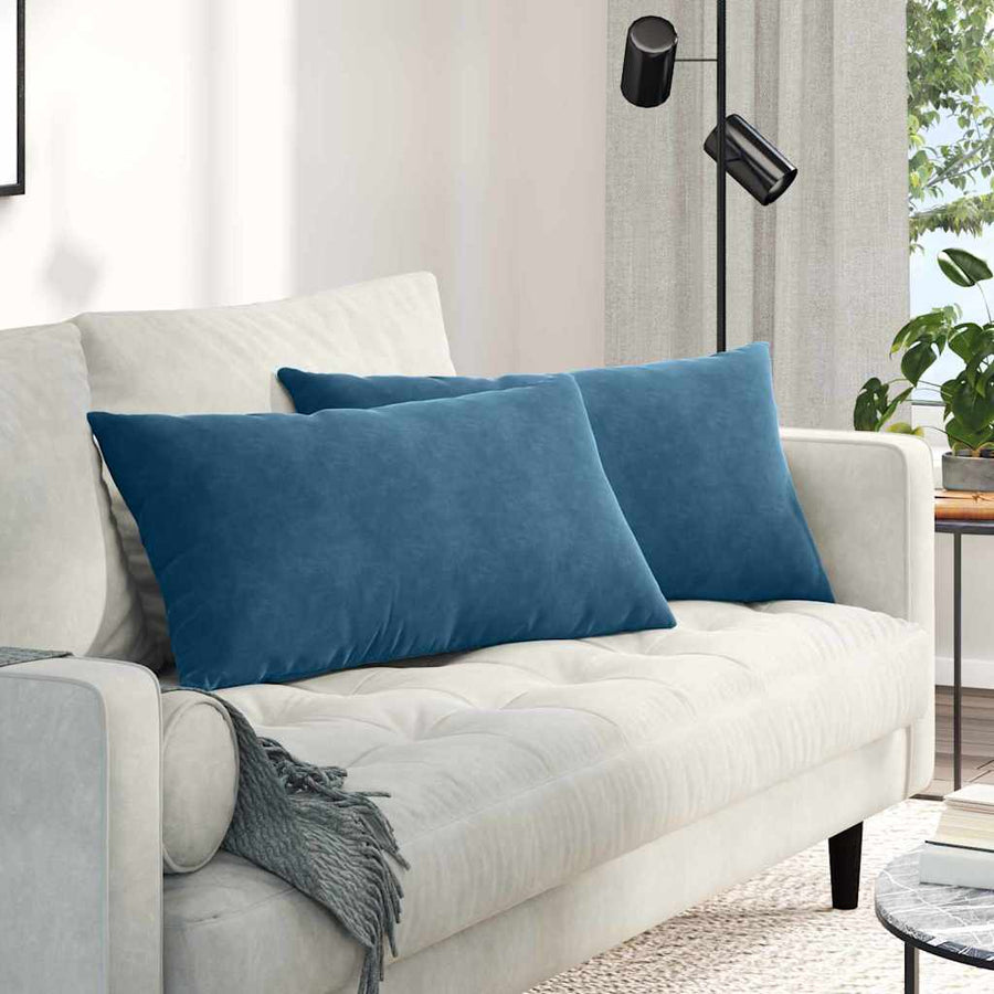 Sofa Kussens 2 pcs Blauw 80 x 40 cm Katoen Stof