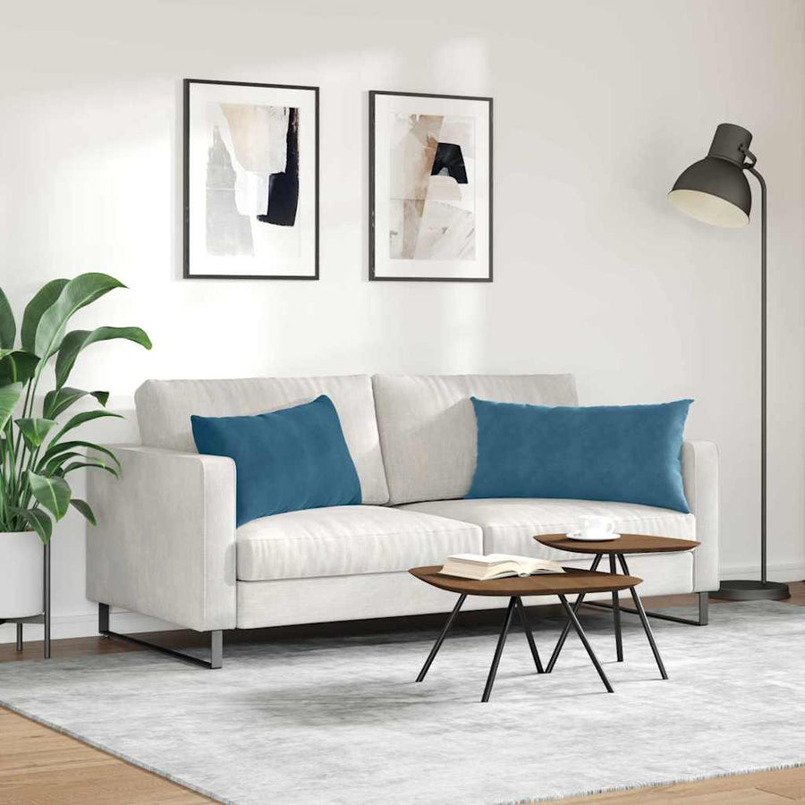 Sofa Kussens 2 pcs Blauw 80 x 40 cm Katoen Stof