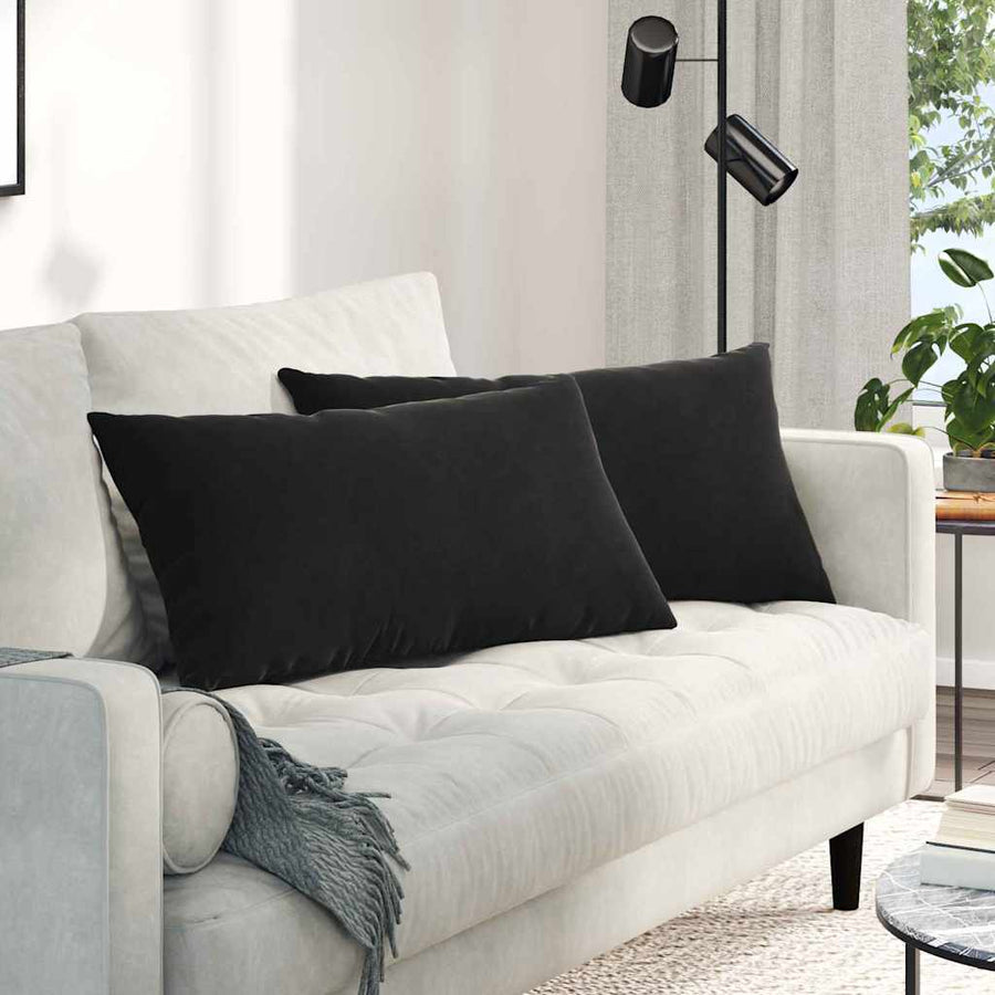 Sofa Kussens 2 pcs Zwart 80 x 40 cm Katoen Stof