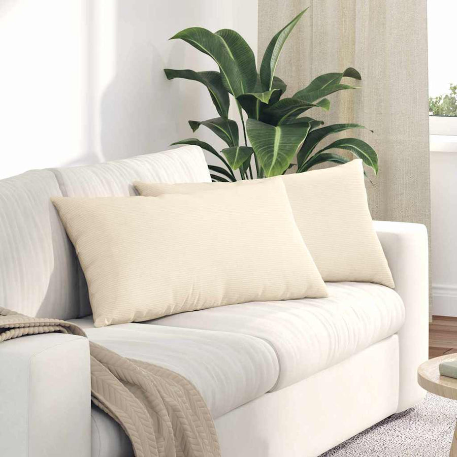 Sofa Kussens 2 pcs Crème 80 x 40 cm Katoen Stof