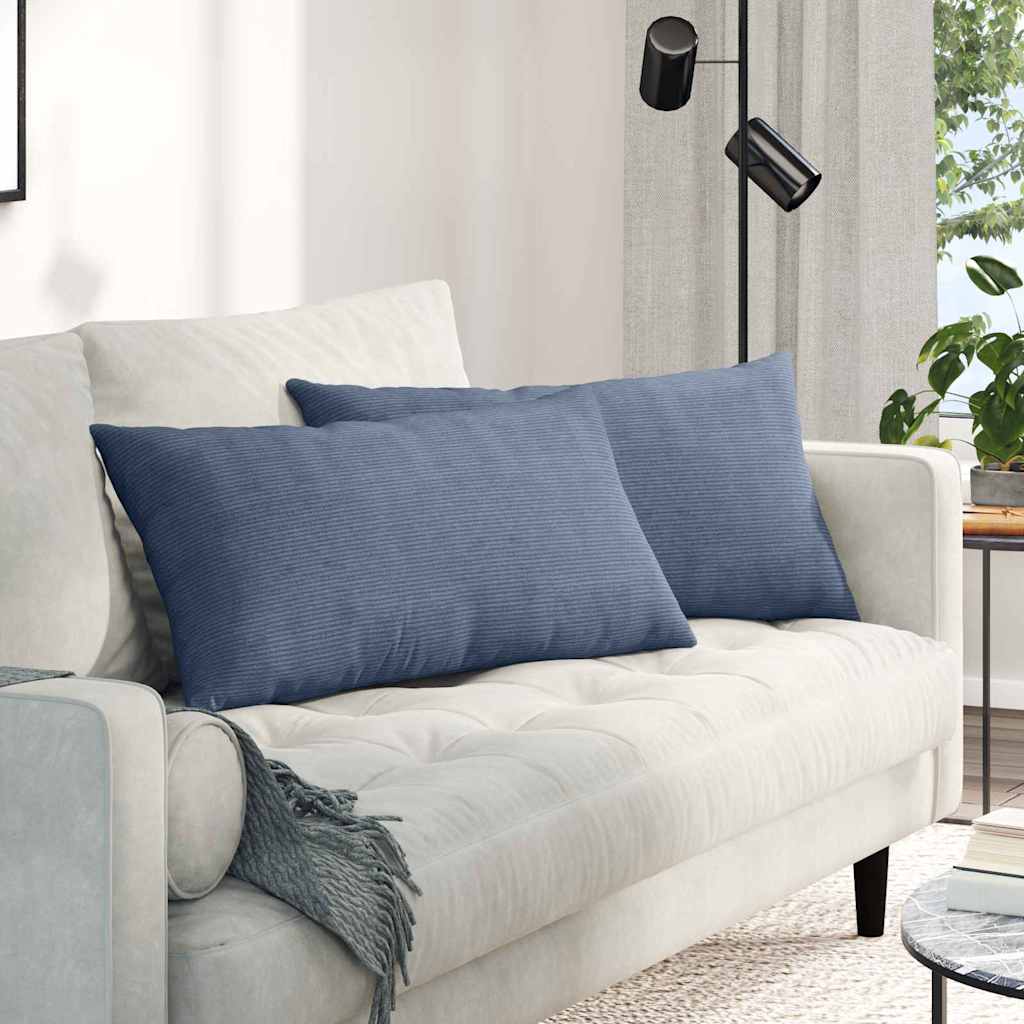 Sofa Kussens 2 pcs Blauw 80 x 40 cm Katoen Stof