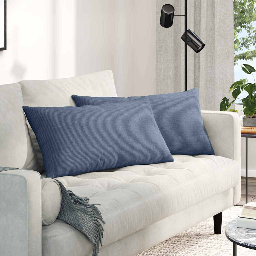 Sofa Kussens 2 pcs Blauw 80 x 40 cm Katoen Stof