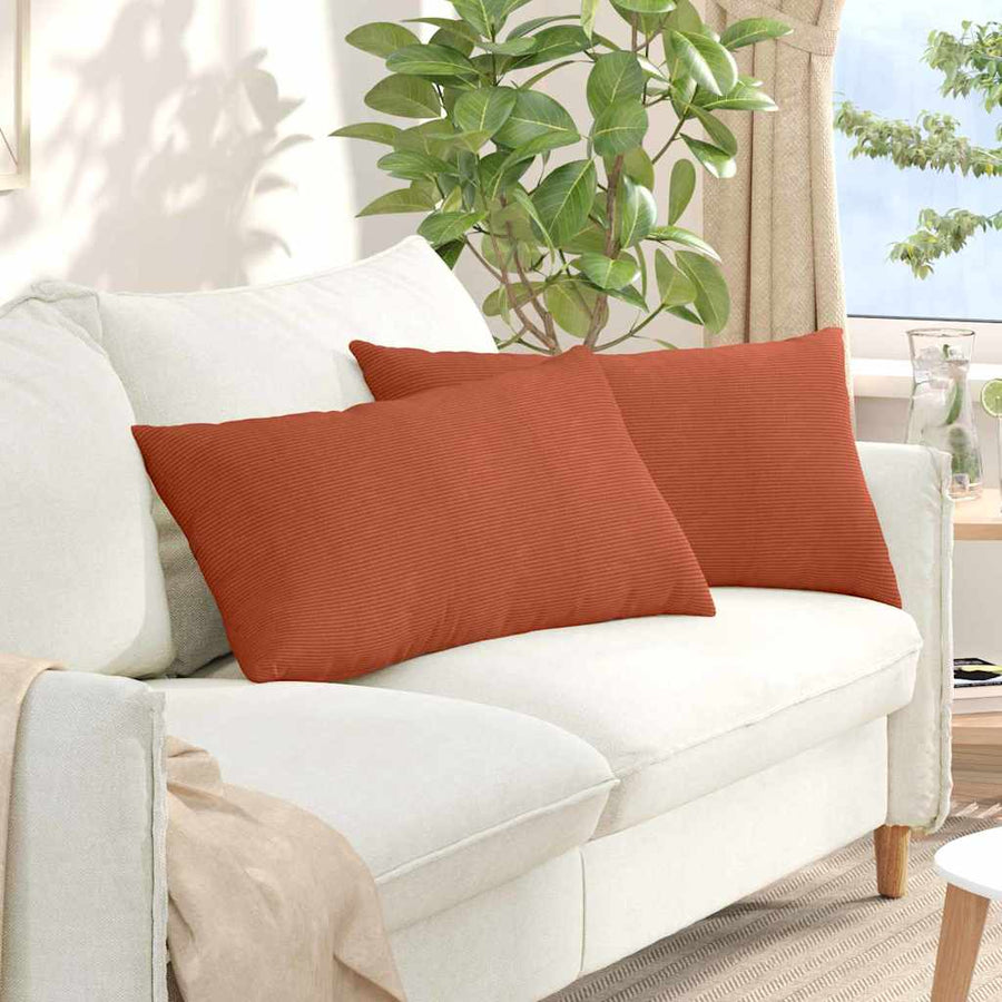 Sofa Kussens 2 pcs Rood-oranje 80 x 40 cm Katoen Stof