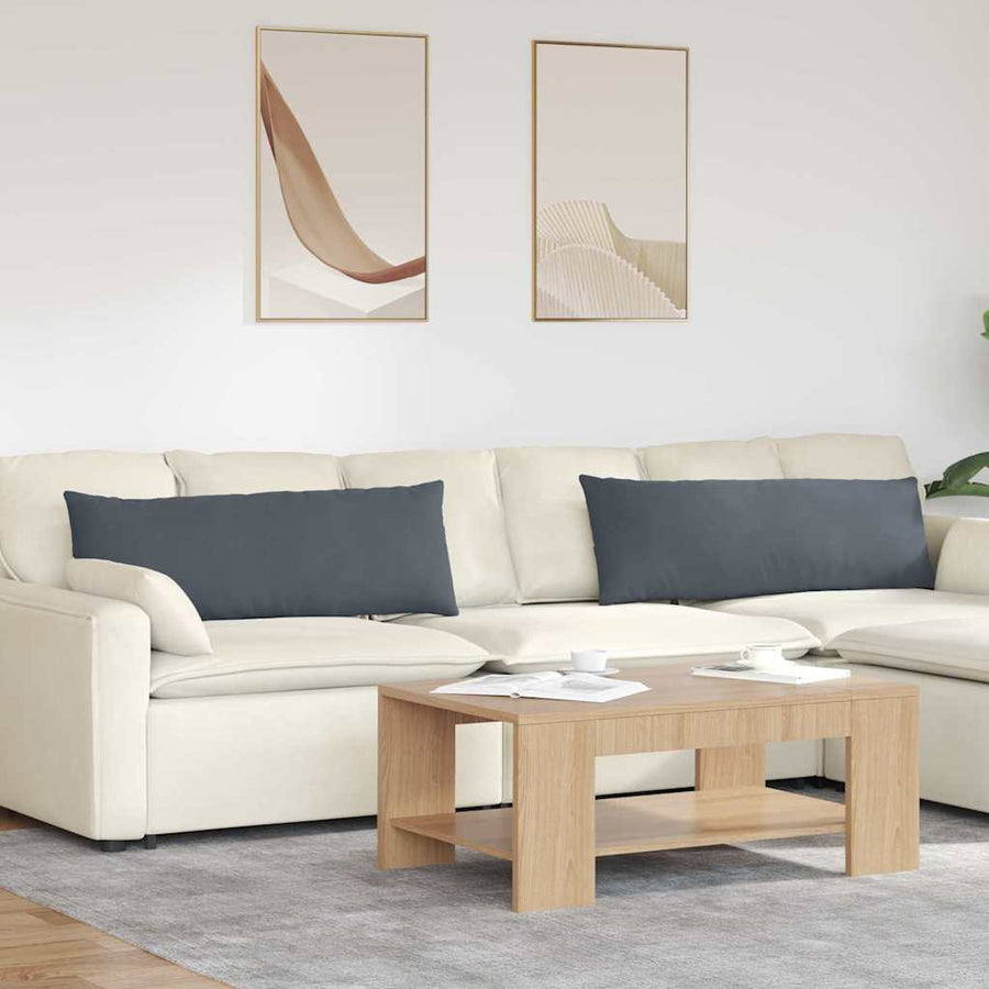 Sofa Kussens 2 pcs Donkergrijs 120 x 40 cm Katoen Stof