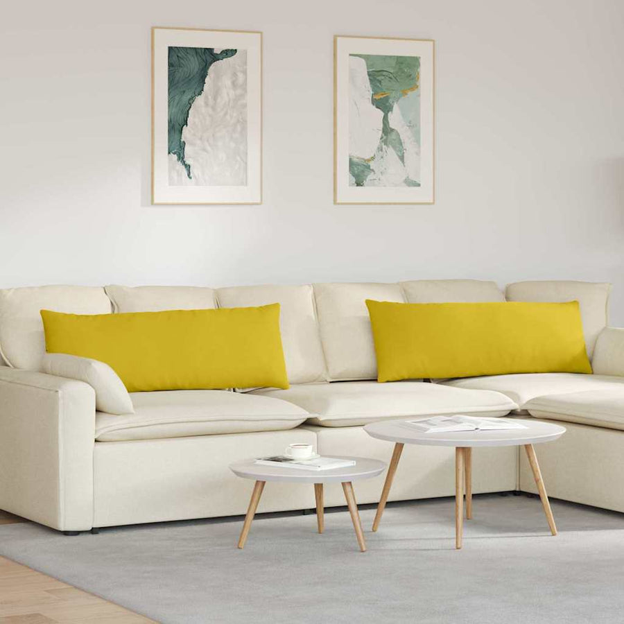 Sofa Kussens 2 pcs Geel 120 x 40 cm Katoen Stof