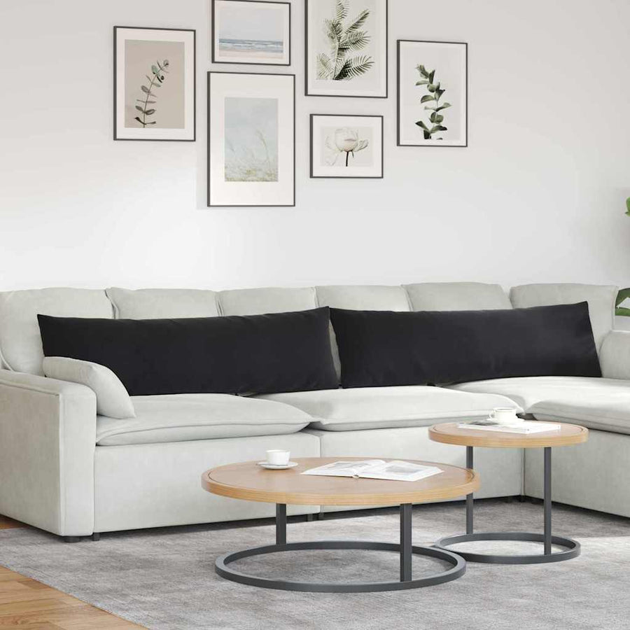 Sofa Kussens 2 pcs Zwart 145 x 40 cm Katoen Stof