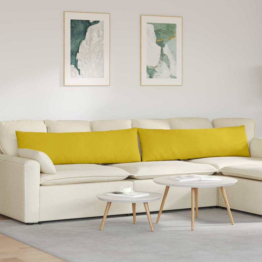 Sofa Kussens 2 pcs Geel 145 x 40 cm Katoen Stof