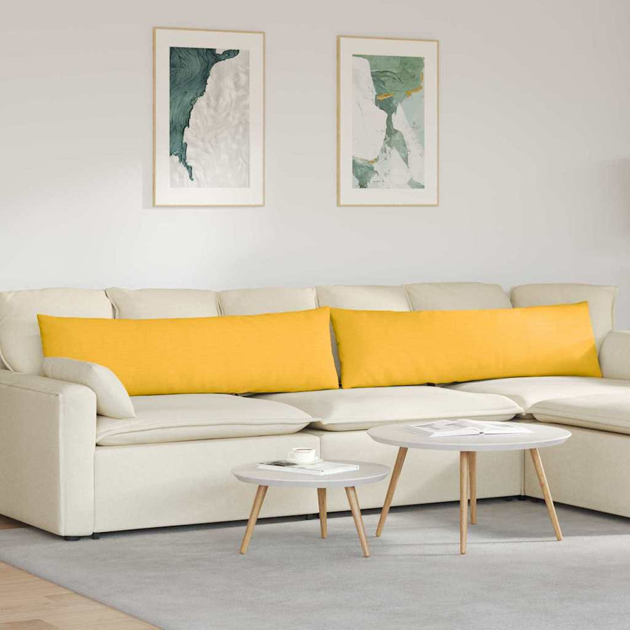 Sofa Kussens 2 pcs Lichtgeel 145 x 40 cm Katoen Stof