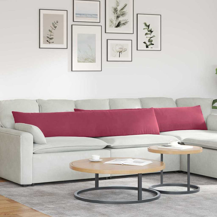 Sofa Kussens 2 pcs Wijnrood 200 x 40 cm Katoen Stof
