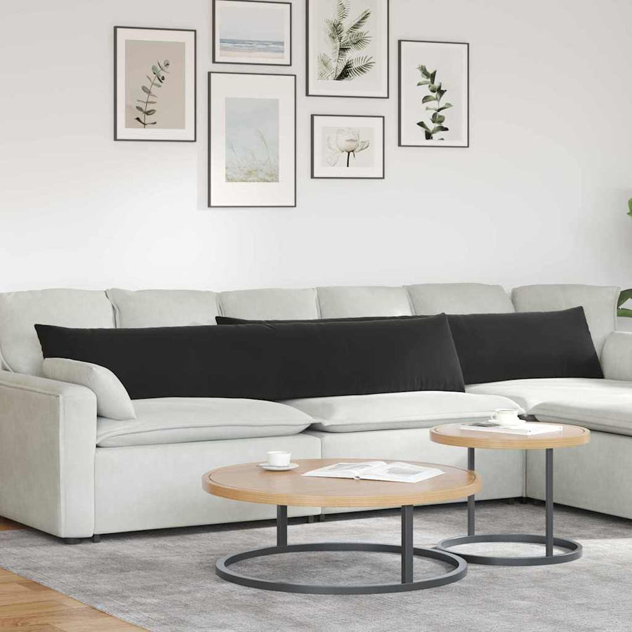 Sofa Kussens 2 pcs Zwart 200 x 40 cm Katoen Stof