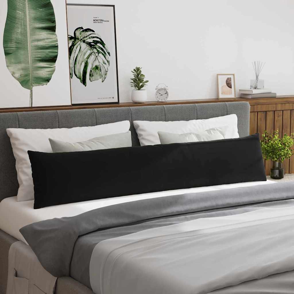 Sofa Kussens 2 pcs Zwart 200 x 40 cm Katoen Stof