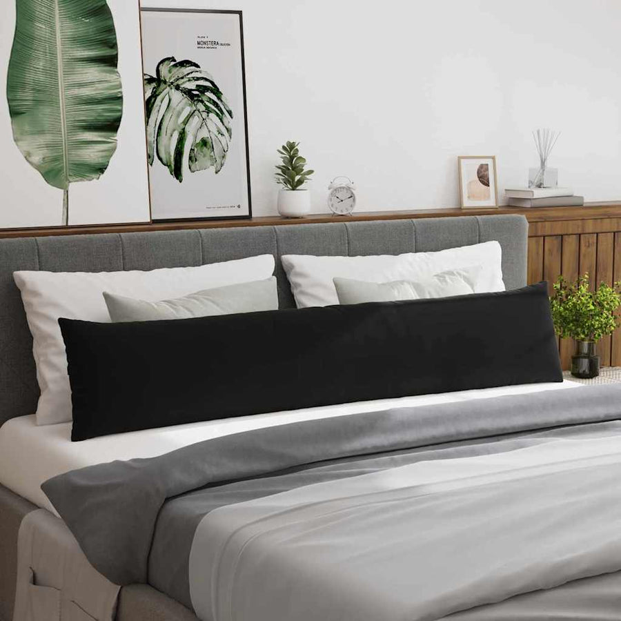Sofa Kussens 2 pcs Zwart 200 x 40 cm Katoen Stof