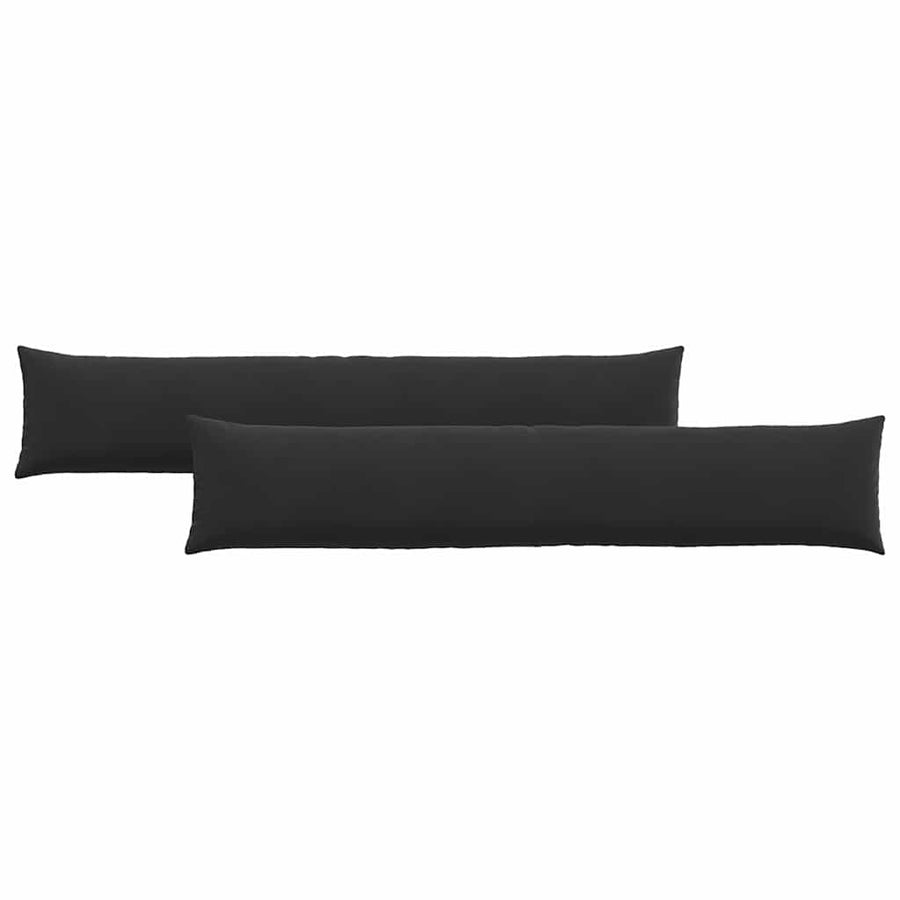 Sofa Kussens 2 pcs Zwart 200 x 40 cm Katoen Stof
