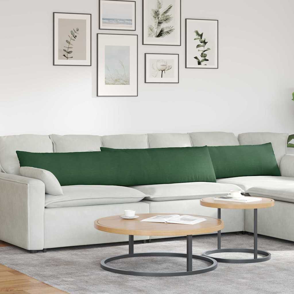 Sofa Kussens 2 pcs Donkergroen 200 x 40 cm Katoen Stof