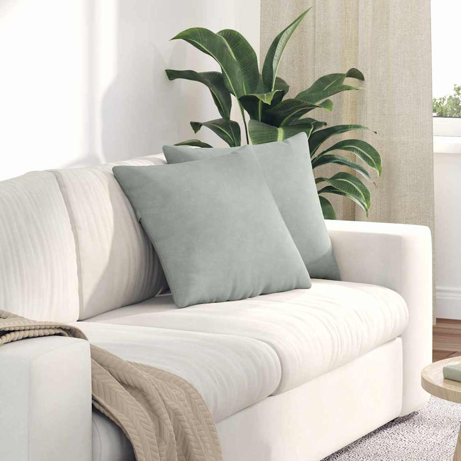 Sofa Kussens 2 pcs Lichtgrijs 45 x 45 cm Katoen Stof