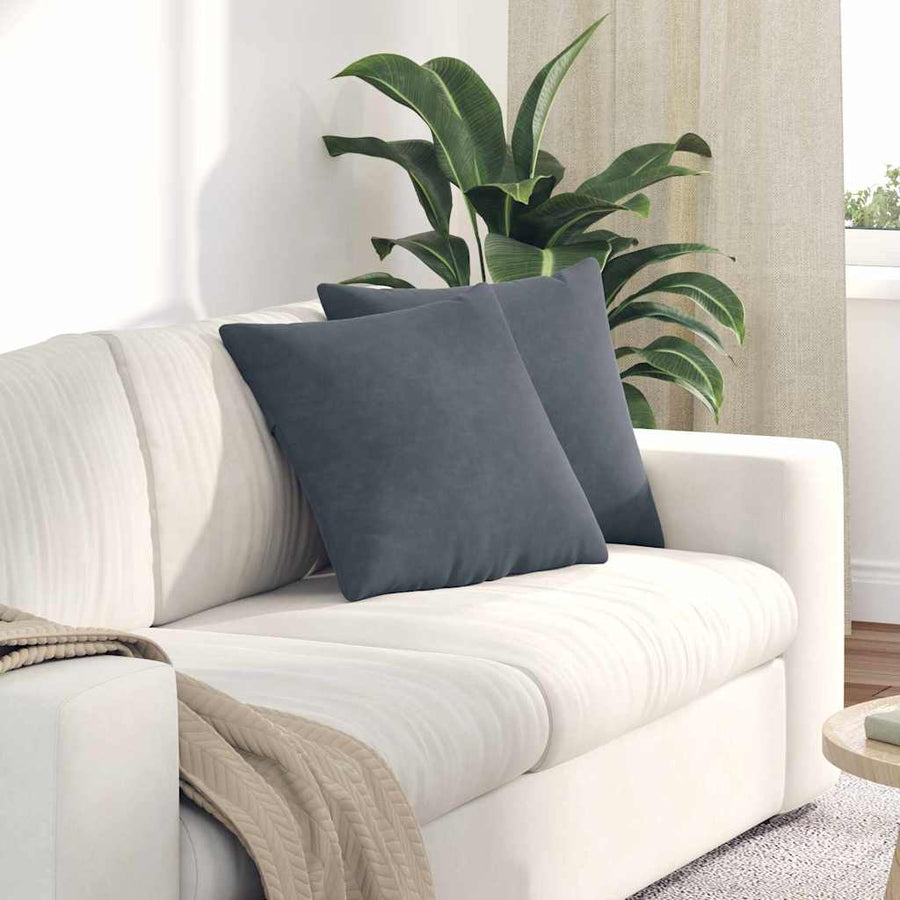 Sofa Kussens 2 pcs Donkergrijs 45 x 45 cm Katoen Stof