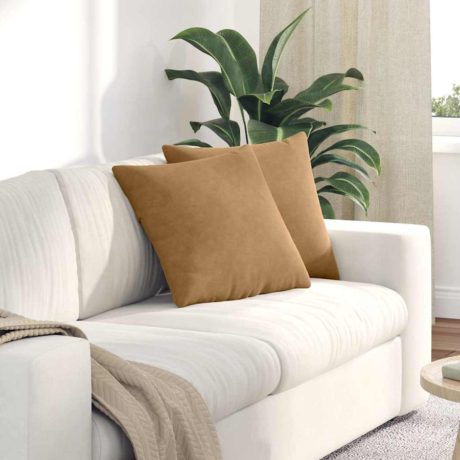 Sofa Kussens 2 pcs Bruin 45 x 45 cm Katoen Stof