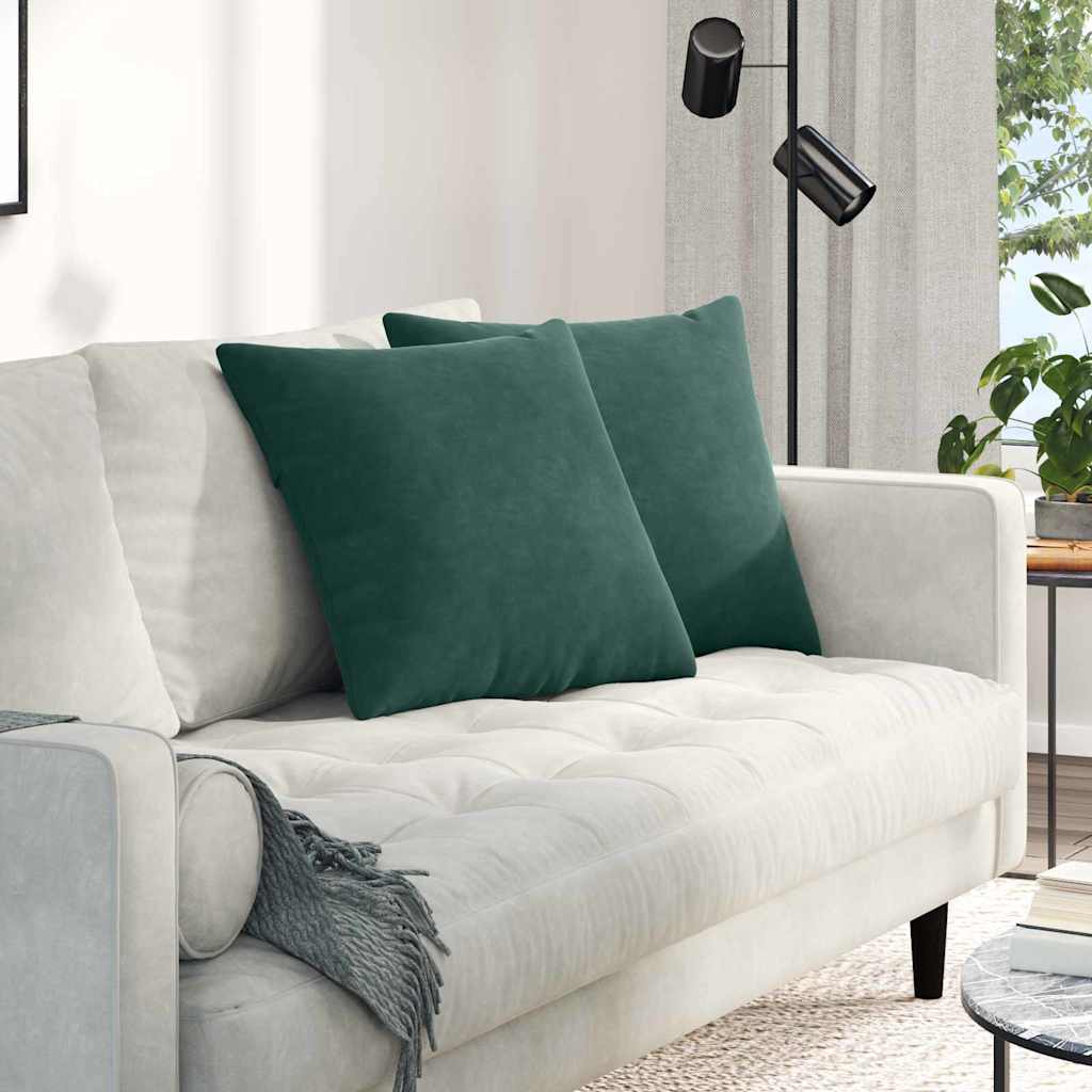 Sofa Kussens 2 pcs Donkergroen 50 x 50 cm Katoen Stof