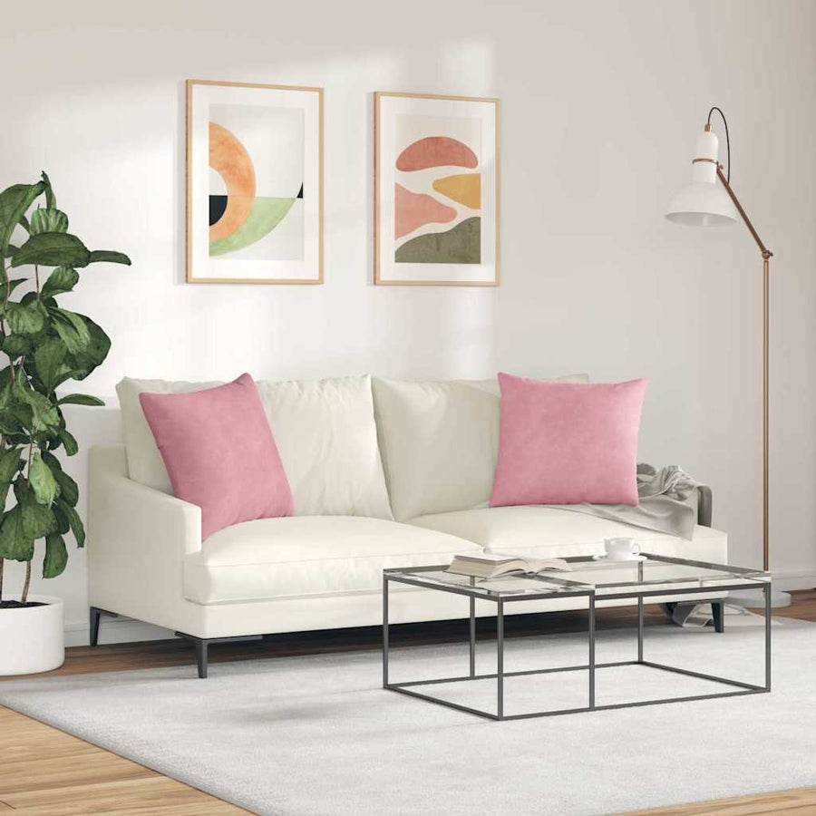 Sofa Kussens 2 pcs Roze 50 x 50 cm Katoen Stof