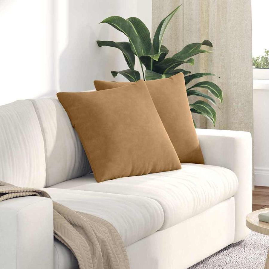 Sofa Kussens 2 pcs Bruin 50 x 50 cm Katoen Stof