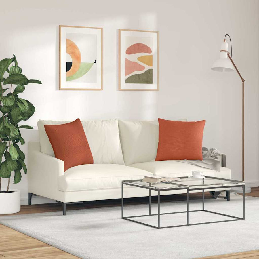 Sofa Kussens 2 pcs Rood-oranje 50 x 50 cm Katoen Stof
