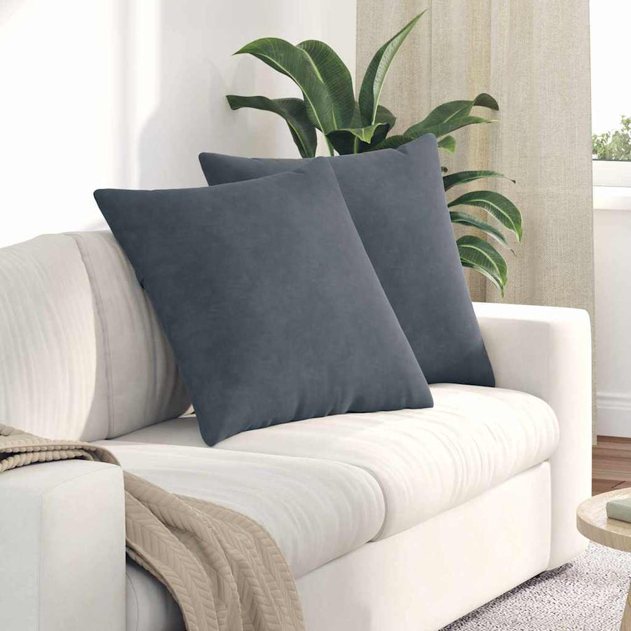 Sofa Kussens 2 pcs Donkergrijs 60 x 60 cm Katoen Stof
