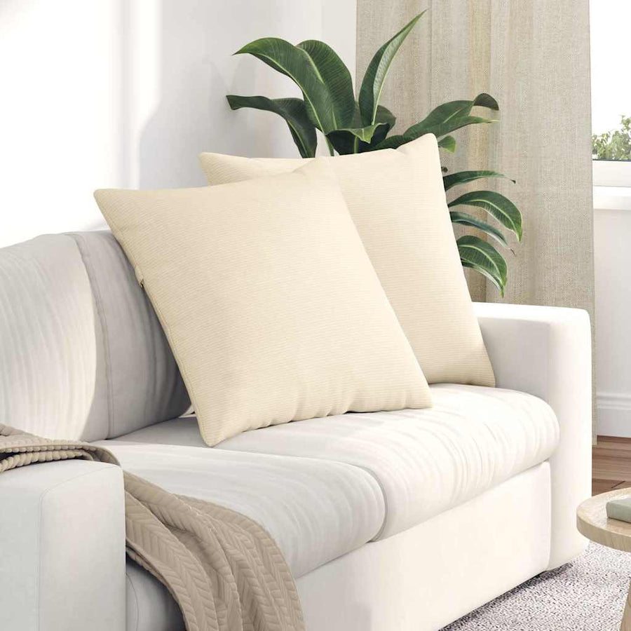 Sofa Kussens 2 pcs Crème 60 x 60 cm Katoen Stof