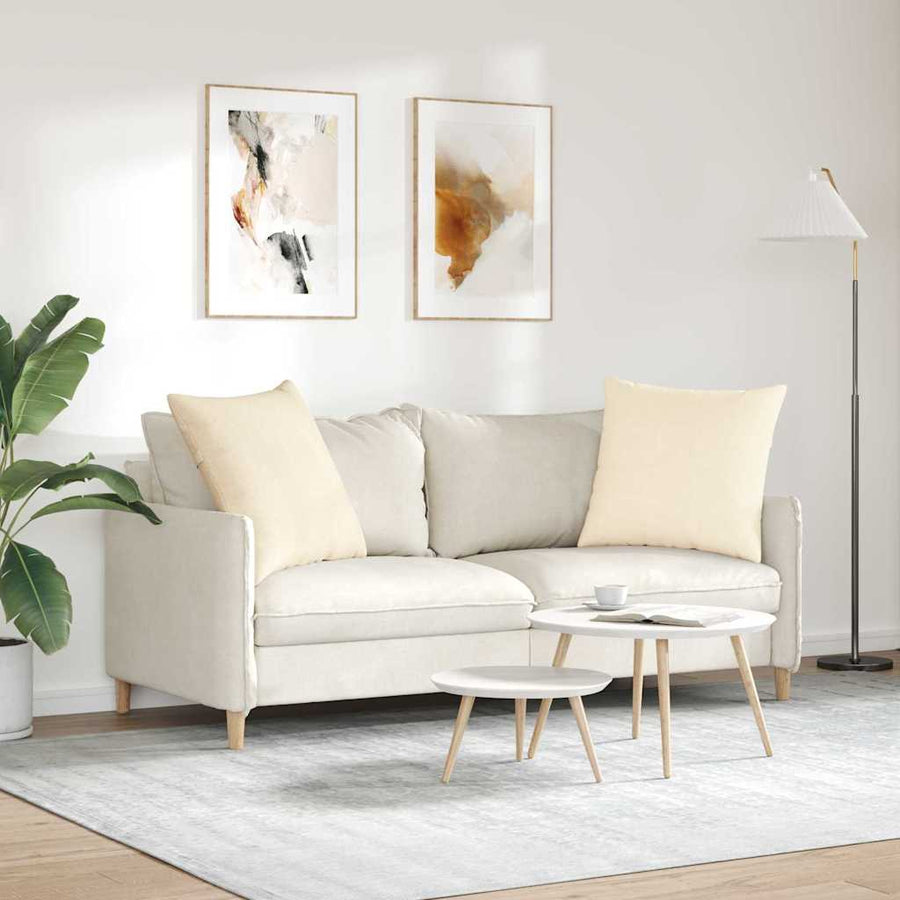 Sofa Kussens 2 pcs Crème 60 x 60 cm Katoen Stof