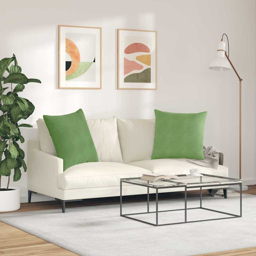 Sofa Kussens 2 Stuks Cordstof Lichtgroen 80 x 80 cm