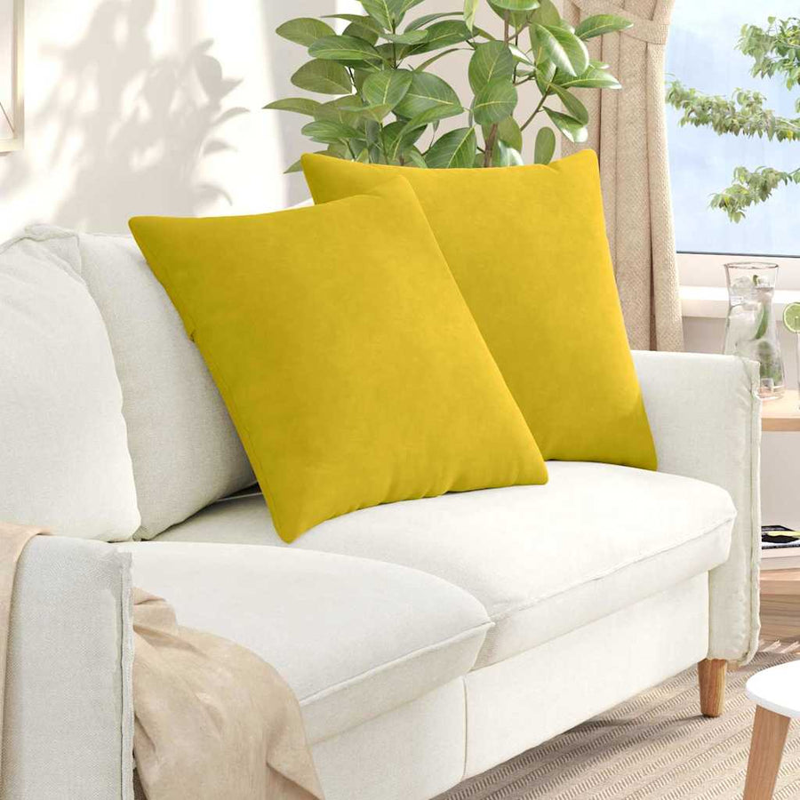 Sofa Kussens 2 pcs Geel 80 x 80 cm Katoen Stof
