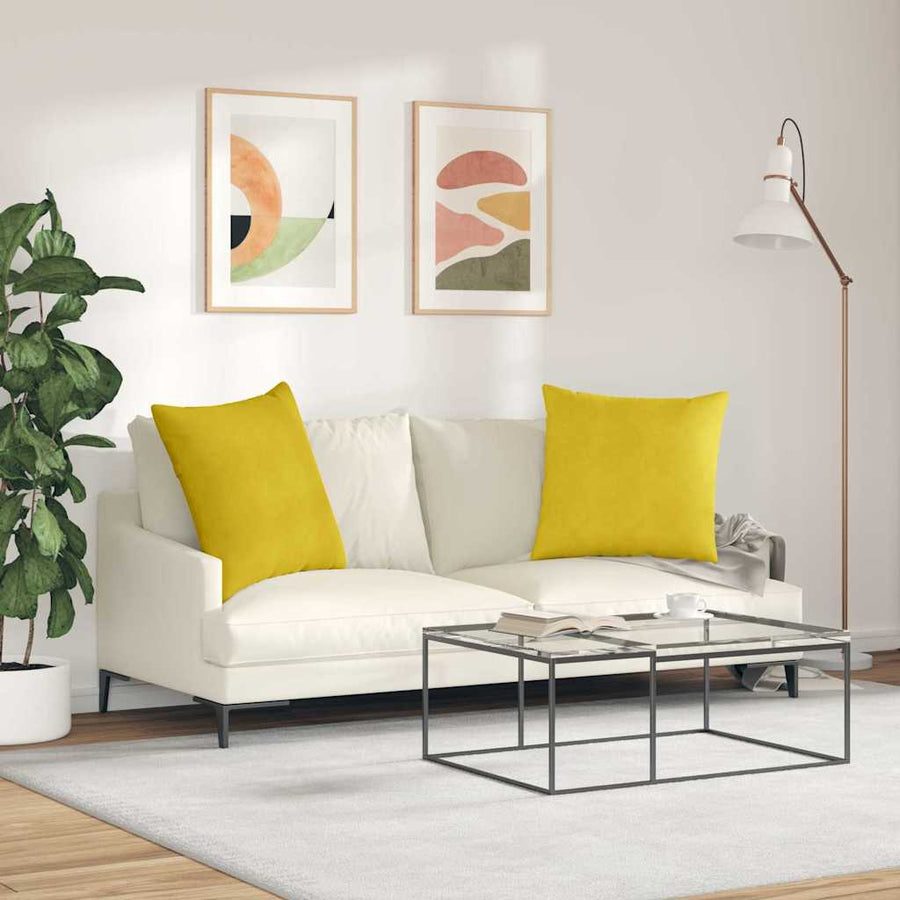 Sofa Kussens 2 pcs Geel 80 x 80 cm Katoen Stof