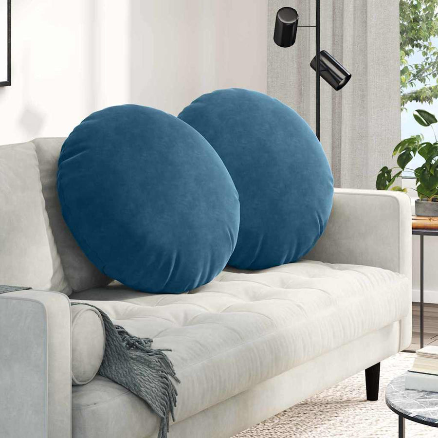 Zitkussens 2 pcs Blauw Ø 40 x 13 cm Fluweel