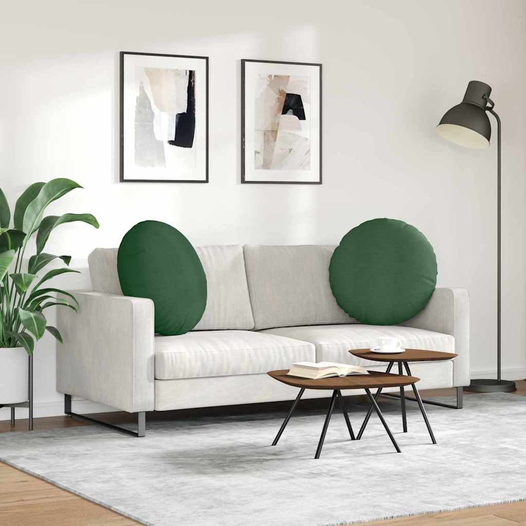 Zitkussens 2 pcs Donkergroen Ø 60 cm Katoen Stof