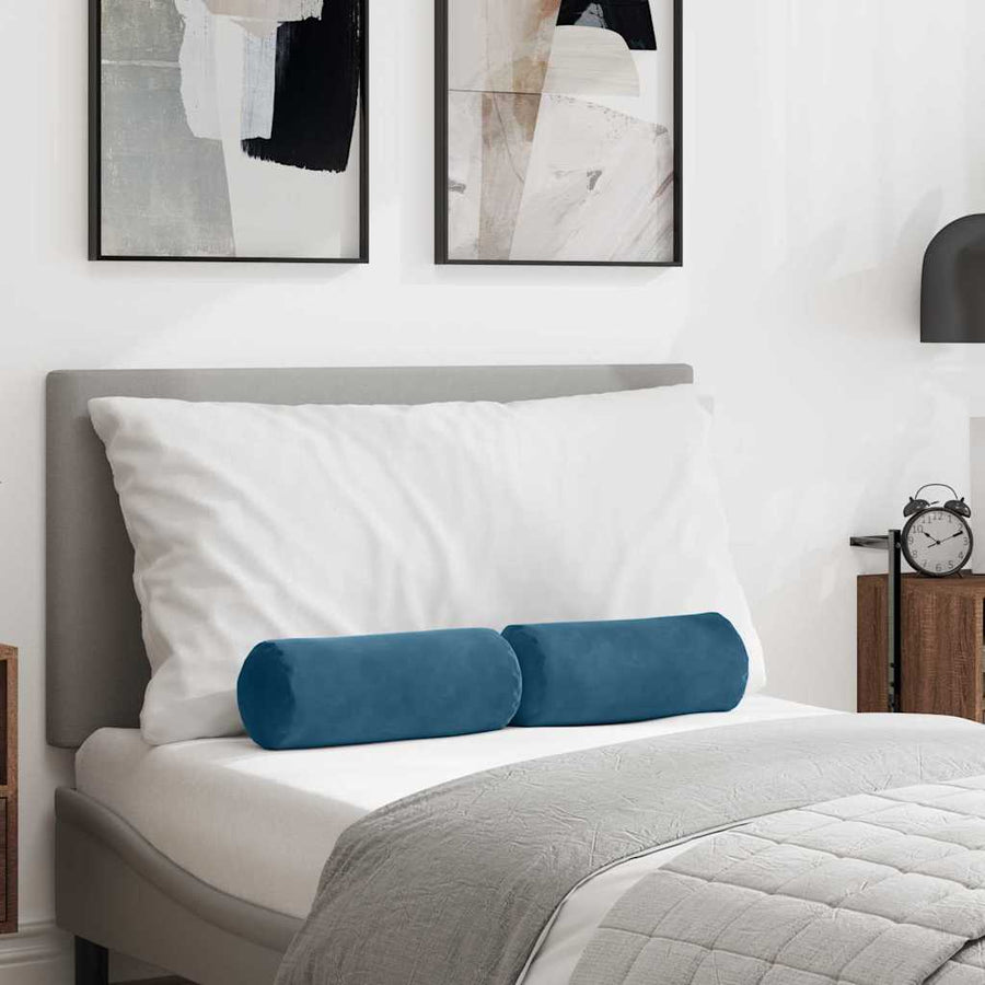 Bolster Kussens 2 pcs Blauw Ø 15 x 40 cm Katoen Stof