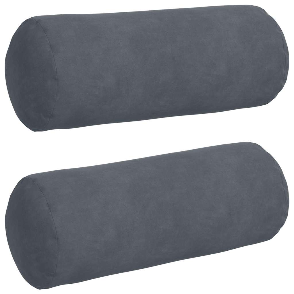 Bolster Kussens 2 pcs Donkergrijs Ø 15 x 40 cm Katoen Stof