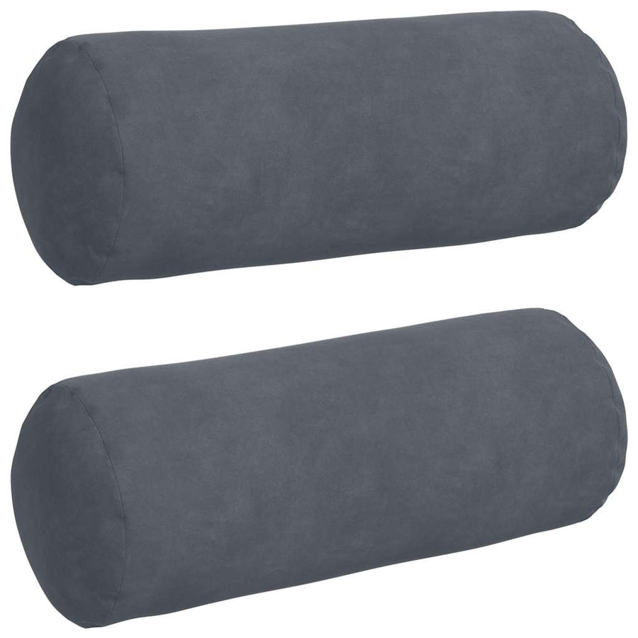 Bolster Kussens 2 pcs Donkergrijs Ø 15 x 40 cm Katoen Stof