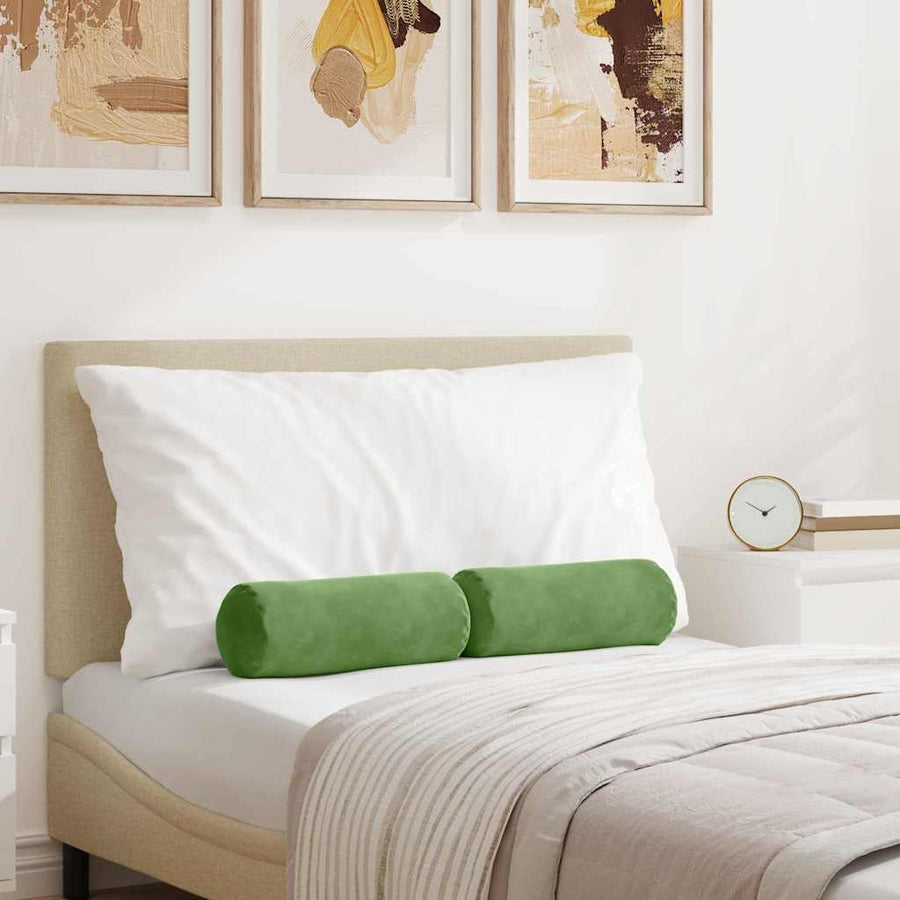 Bolster Kussens 2 pcs Lichtgroen Ø 15 x 40 cm Katoen Stof