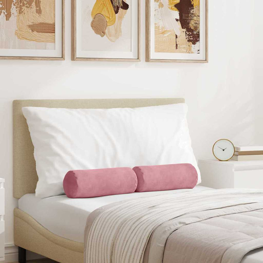 Bolster Kussens 2 pcs Roze Ø 15 x 40 cm Katoen Stof