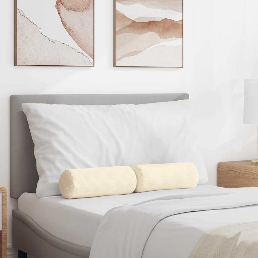 Bolster Kussens 2 pcs Crème Ø 15 x 40 cm Katoen Stof