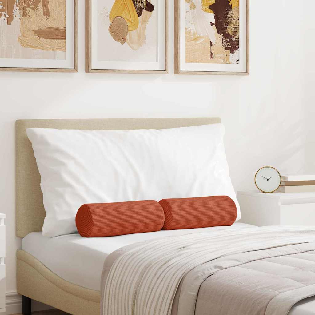Bolster Kussens 2 pcs Rood-oranje Ø 15 x 40 cm Katoen Stof