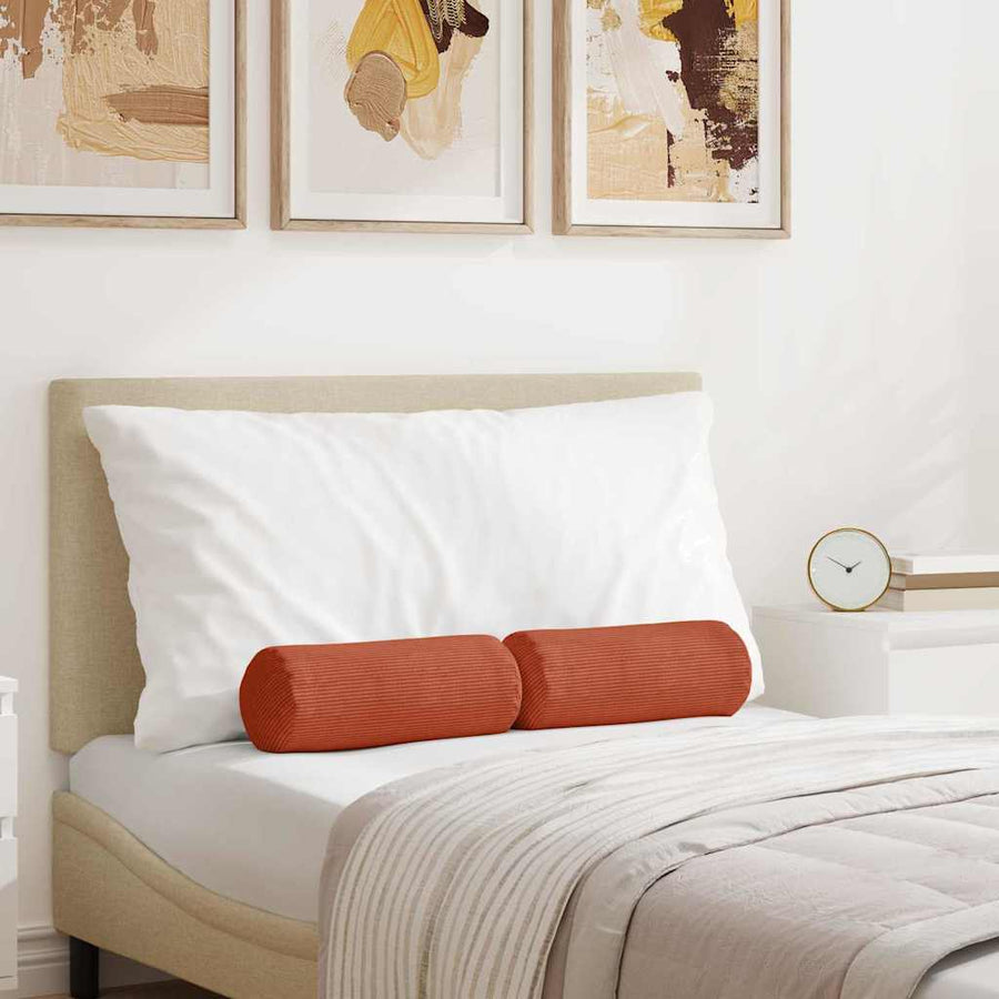 Bolster Kussens 2 pcs Rood-oranje Ø 15 x 40 cm Katoen Stof